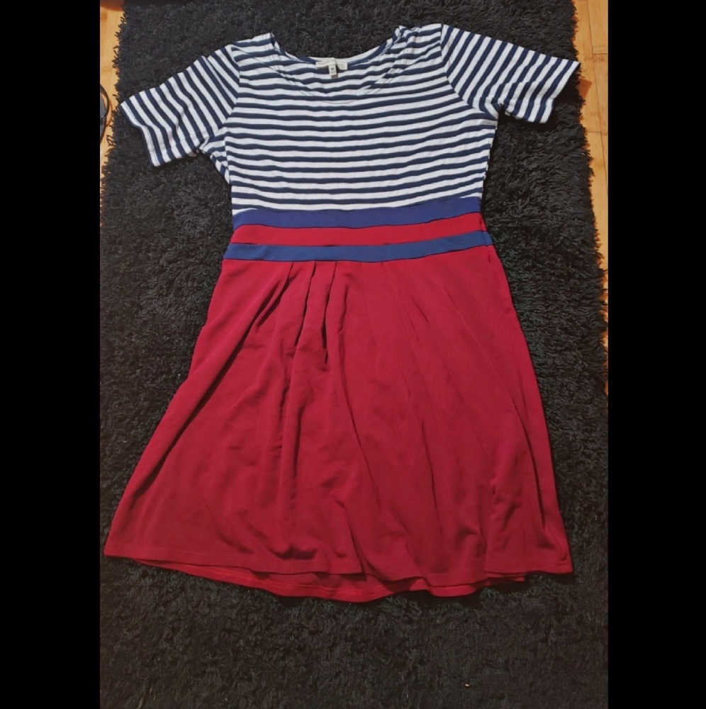 Striped top dress with red bottom